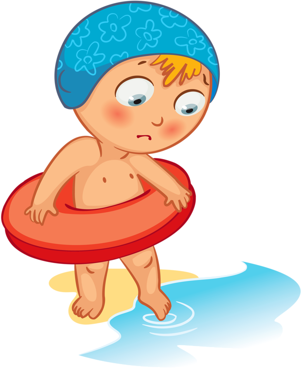 Swimming Child Clip Art - Happy On Beach Cartoon (667x800)