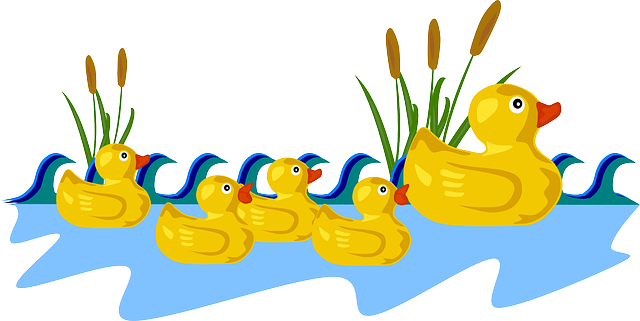 Swimming, Toy, Rubber, Children, Parent, Babies - Five Little Ducks Clipart (640x321)