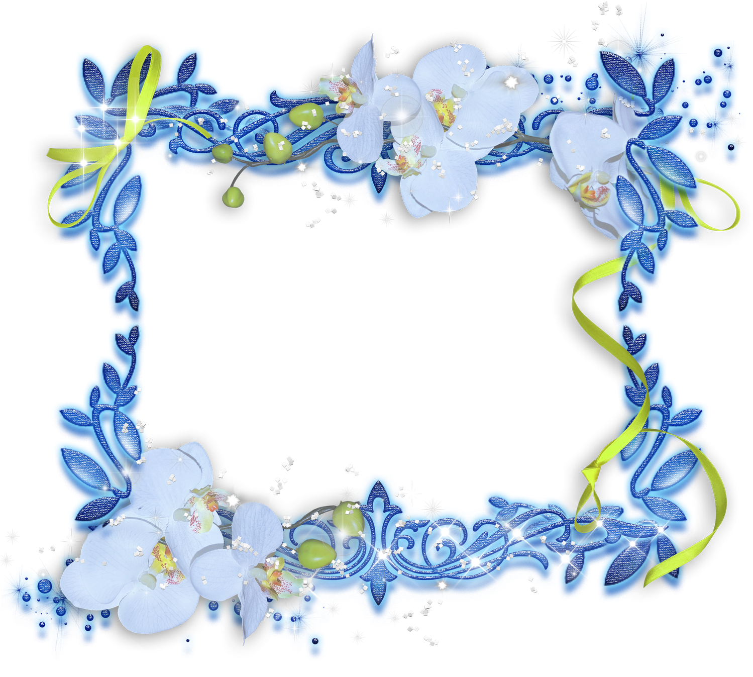 Marcos Para Fotos Con Flores - Marcos Con Flores Celestes (1600x1367)