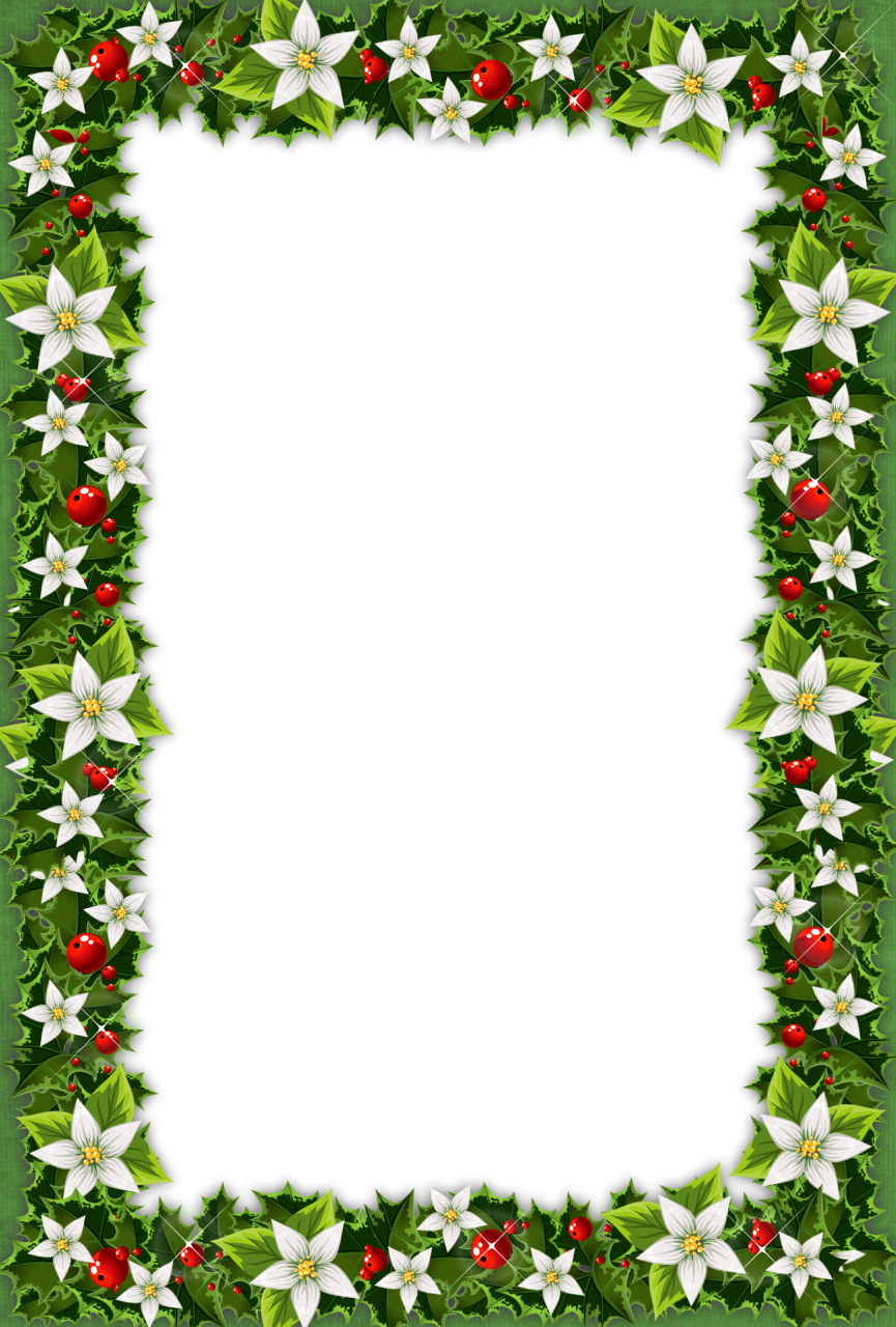 Christmas Green Png Photo Frame - Green Christmas Frame Png (865x1280)