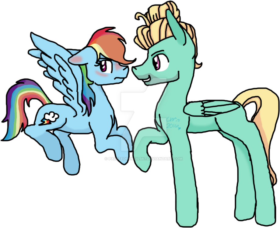 Paintedpencil567, Blushing, Obtrusive Watermark, Rainbow - Cartoon (993x804)