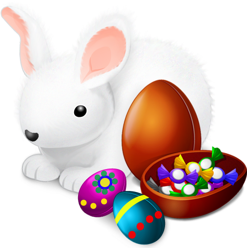 Cute Rabbit And Easter Egg Icon - Need Free Easter Stickers For Facebook (512x512)