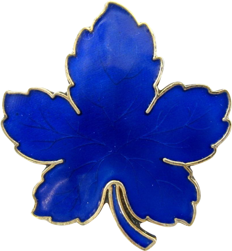 Meka Denmark Sterling Maple Leaf Pin In Blue Enamel - Jewellery (874x874)