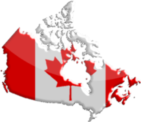 Canada Becomes A Country - Canada Flag Map (545x480)