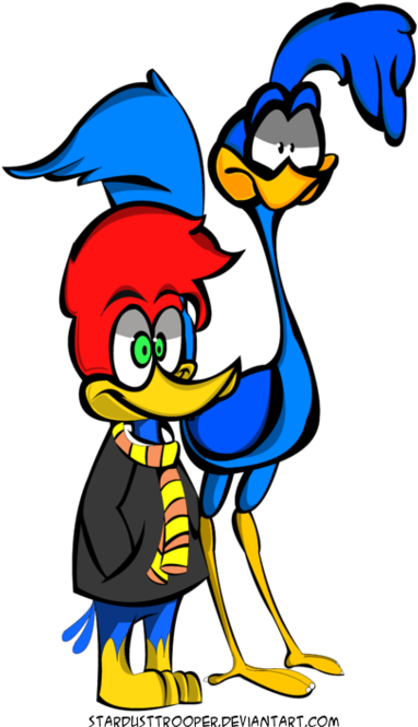 Woody Woodpecker And Road Runner By Stardusttrooper - Woody Woodpecker And Roadrunner (400x669)