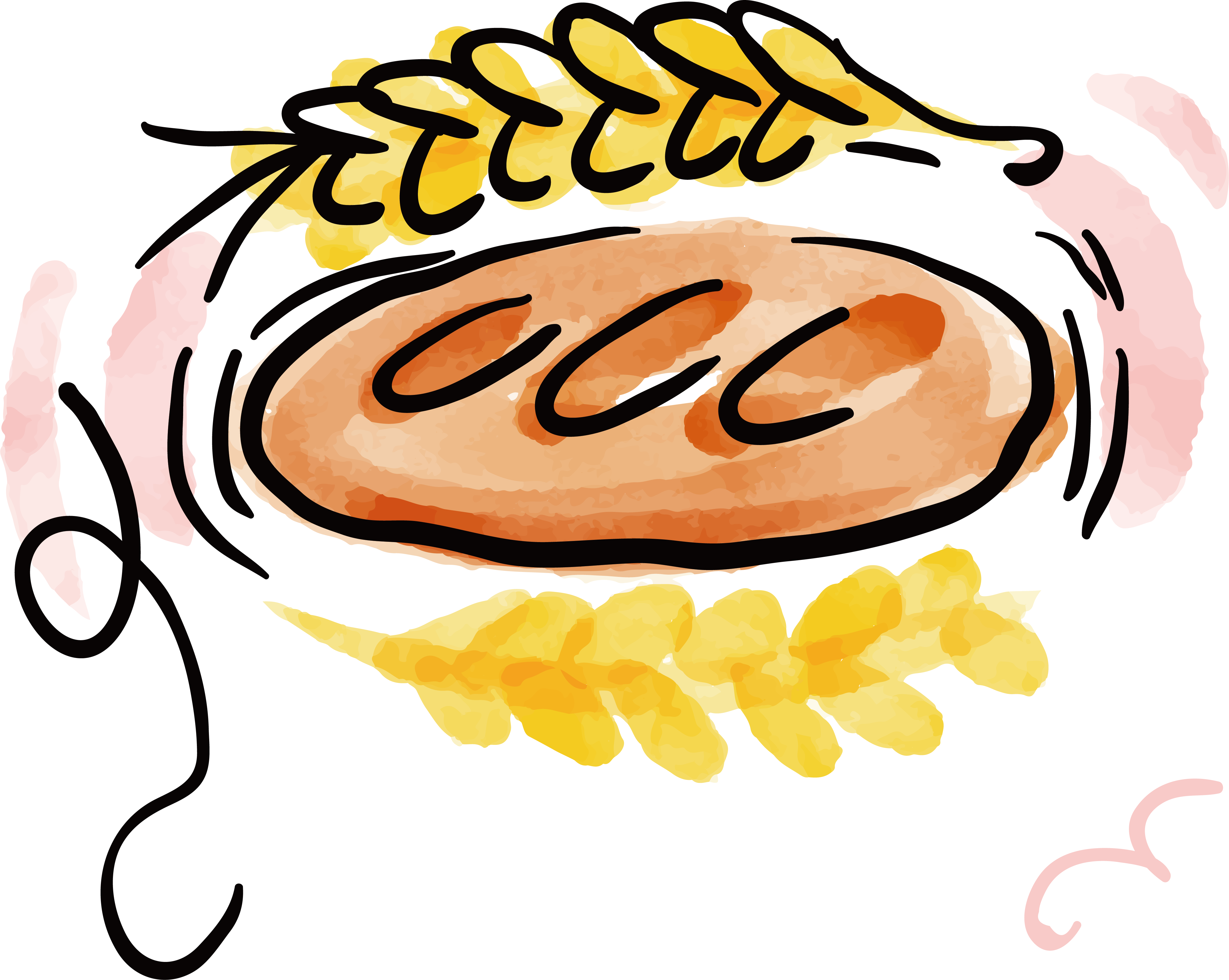Croissant Bread Watercolor Painting Baking Clip Art - Diseño De Pan (4482x3576)