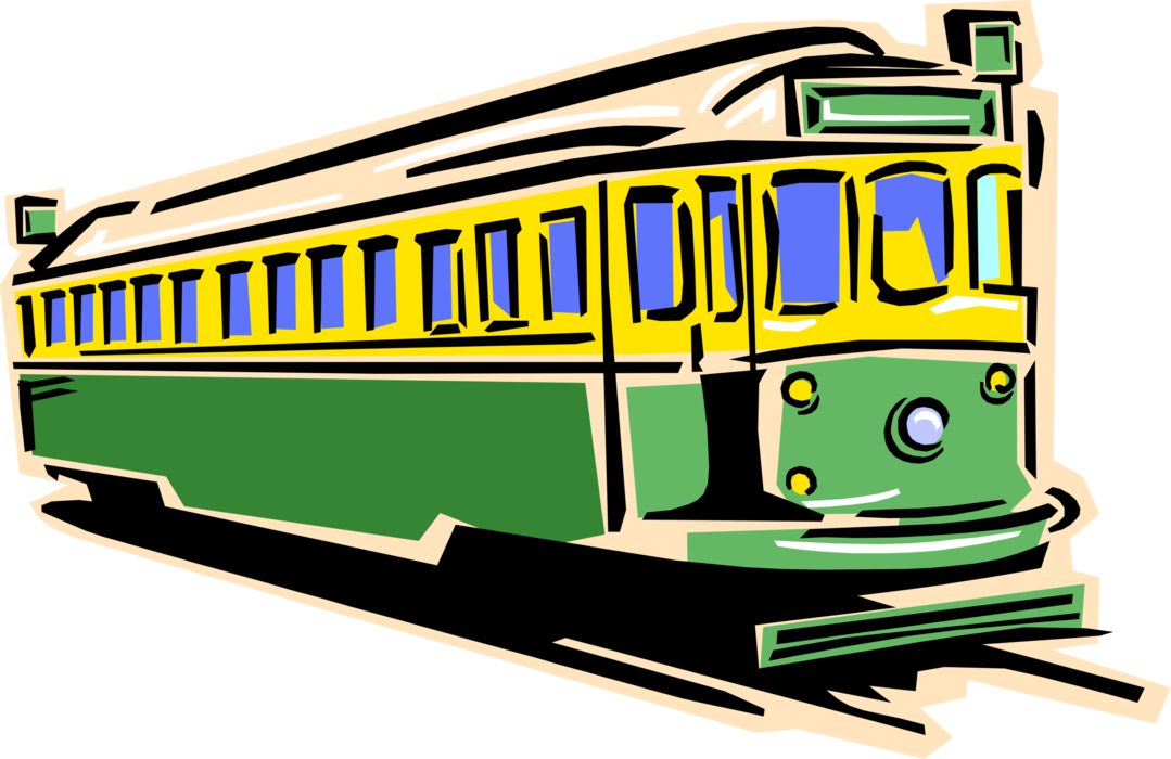Vector Illustration Of Electric Streetcar Tram Trolley Train Clip Art