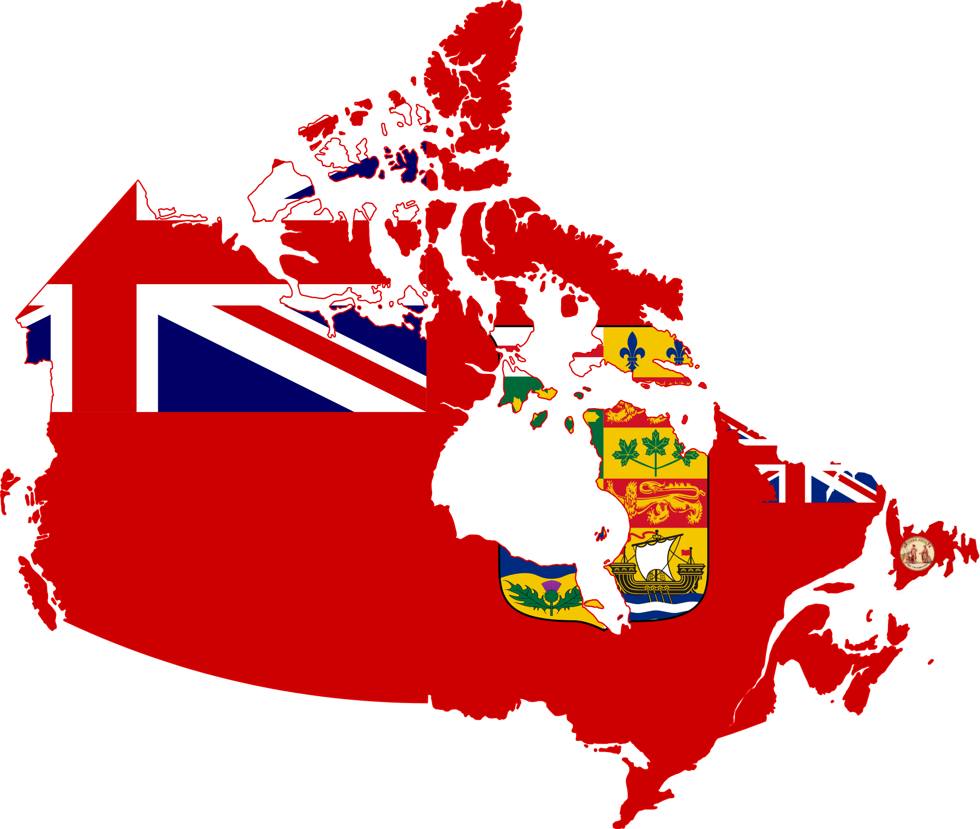 Flag Map Of Canada (2000x1692)