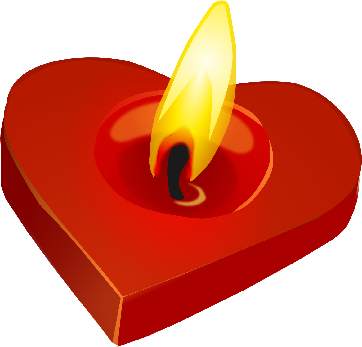 Red Candle Clip Art - Heart Candle Clipart (1190x1185)