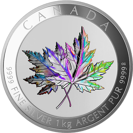 One-kilogram Fine Silver Hologram Coin - Canada Maple Leaf Coin (570x570)