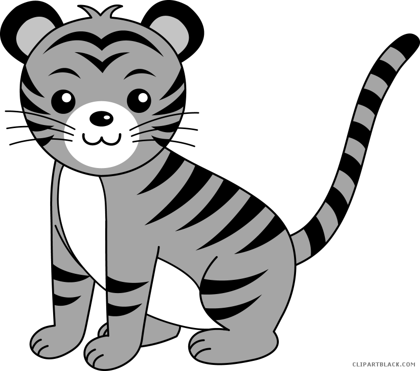 Cute Tiger Animal Free Black White Clipart Images Clipartblack - Tiger Face Drawing Easy (830x733)