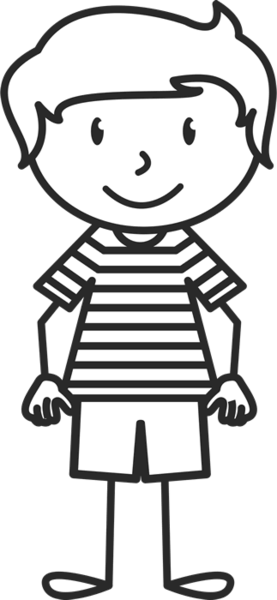 Boy With Windswept Hair And Striped Shirt Stamp - Stick Figure Wearing Shirt (277x600)