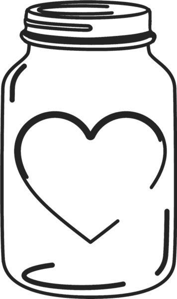 Mason Jar Rubber Stamp With Heart - Mason Jar Clip Art (356x600)