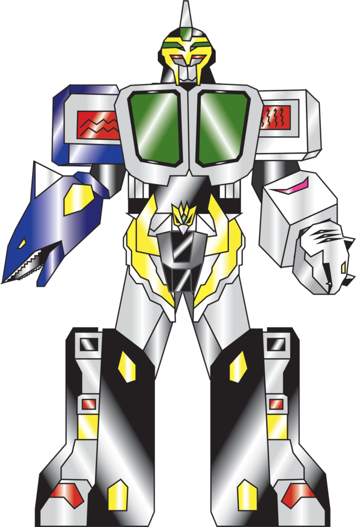 Kongazord Shark Whitetiger Mode By Nobird27 - Power Rangers Wild Foce (735x1087)