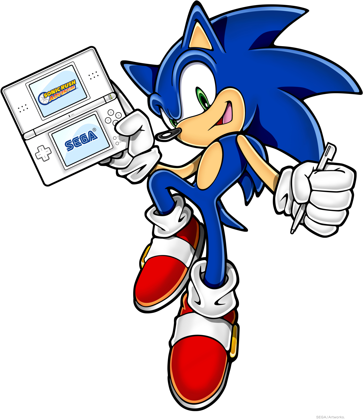 Sonic Rush Adventure Nintendo Ds - Sonic With A Ds (1462x1659)