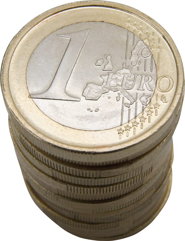 Pin Stack Of Money Clipart Transparent - Stack Of One Euro Coins (616x800)