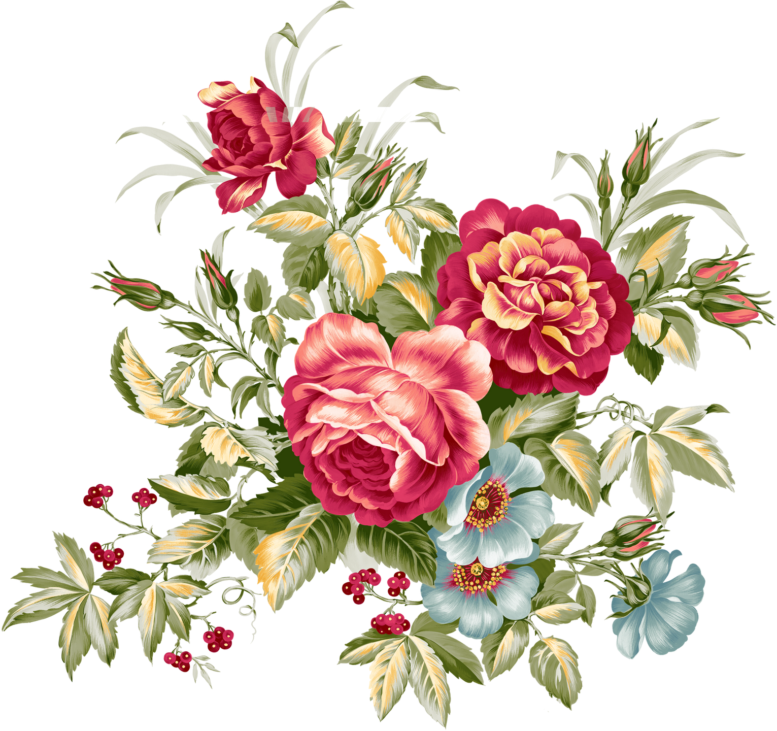 Floral Design Flower Bouquet Vintage Clothing Clip - Flower Vintage Png (1600x1600)