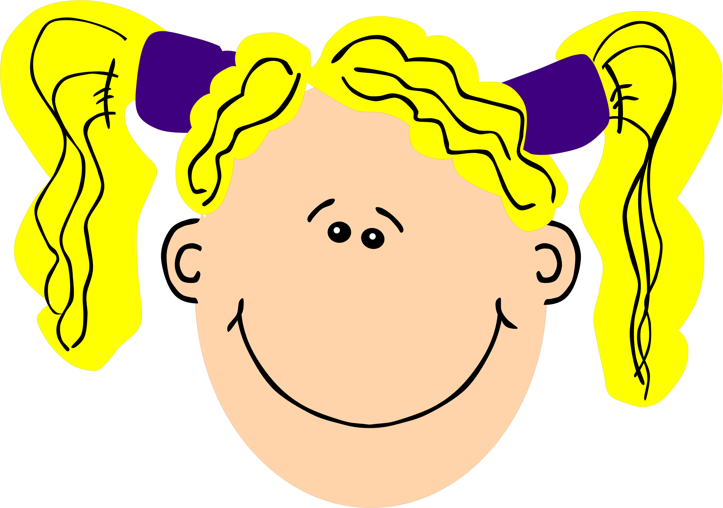 Blond Girl With Pigtails - Clip Art Girls Face (2354x1655)