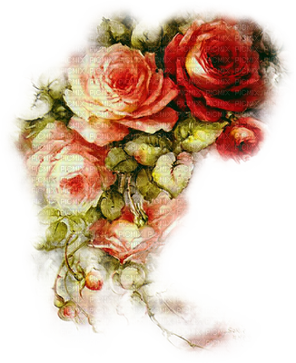 Soave Background Transparent Vintage Flowers Red Rose - Sonie Ames (326x400)