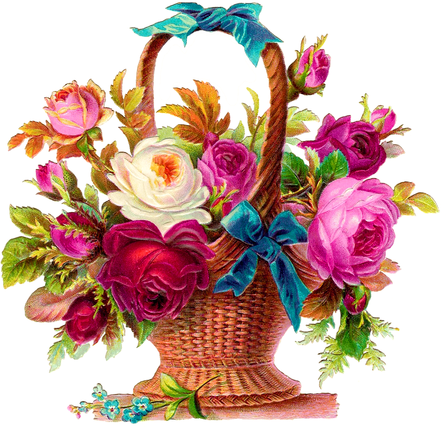 Digital Rose Flower Basket Download - Rose Flower Basket Dra