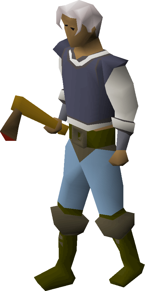 A Player Wielding A Bronze Axe - Runescape Steel Longsword (469x942)
