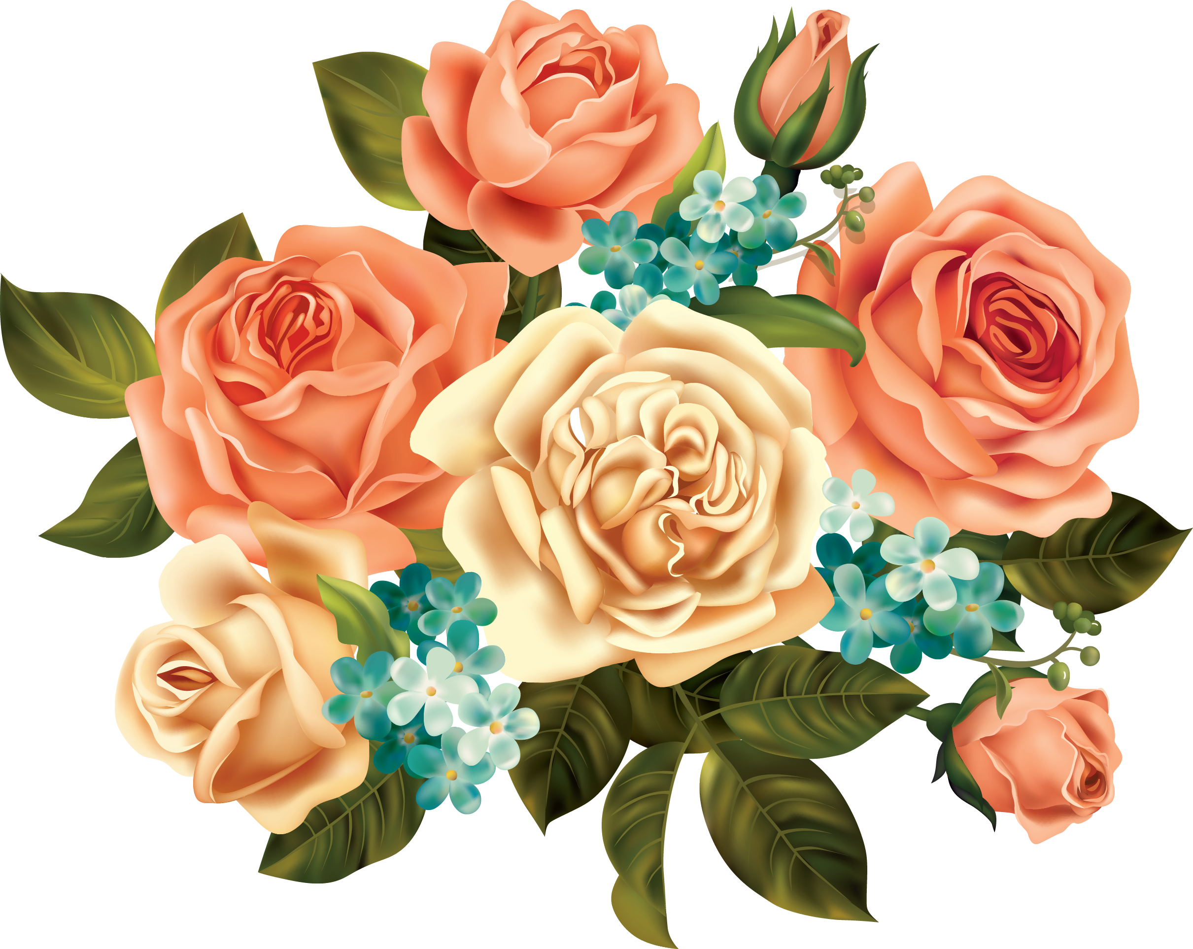 My Design / Beautiful Roses - Vintage Flower Art Png (2421x1926)