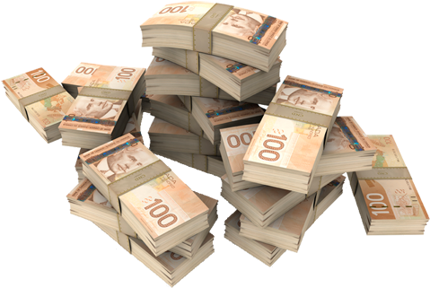 Money Stack Png Download - Stacks Of Canadian Money Bills (500x349)