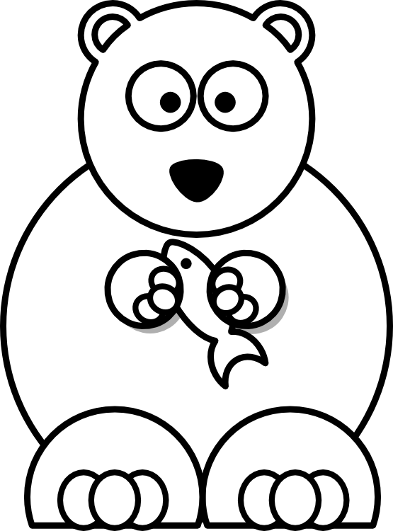 Black White Cartoon Drawings - Clip Art Cartoon Polar Bear (555x750)