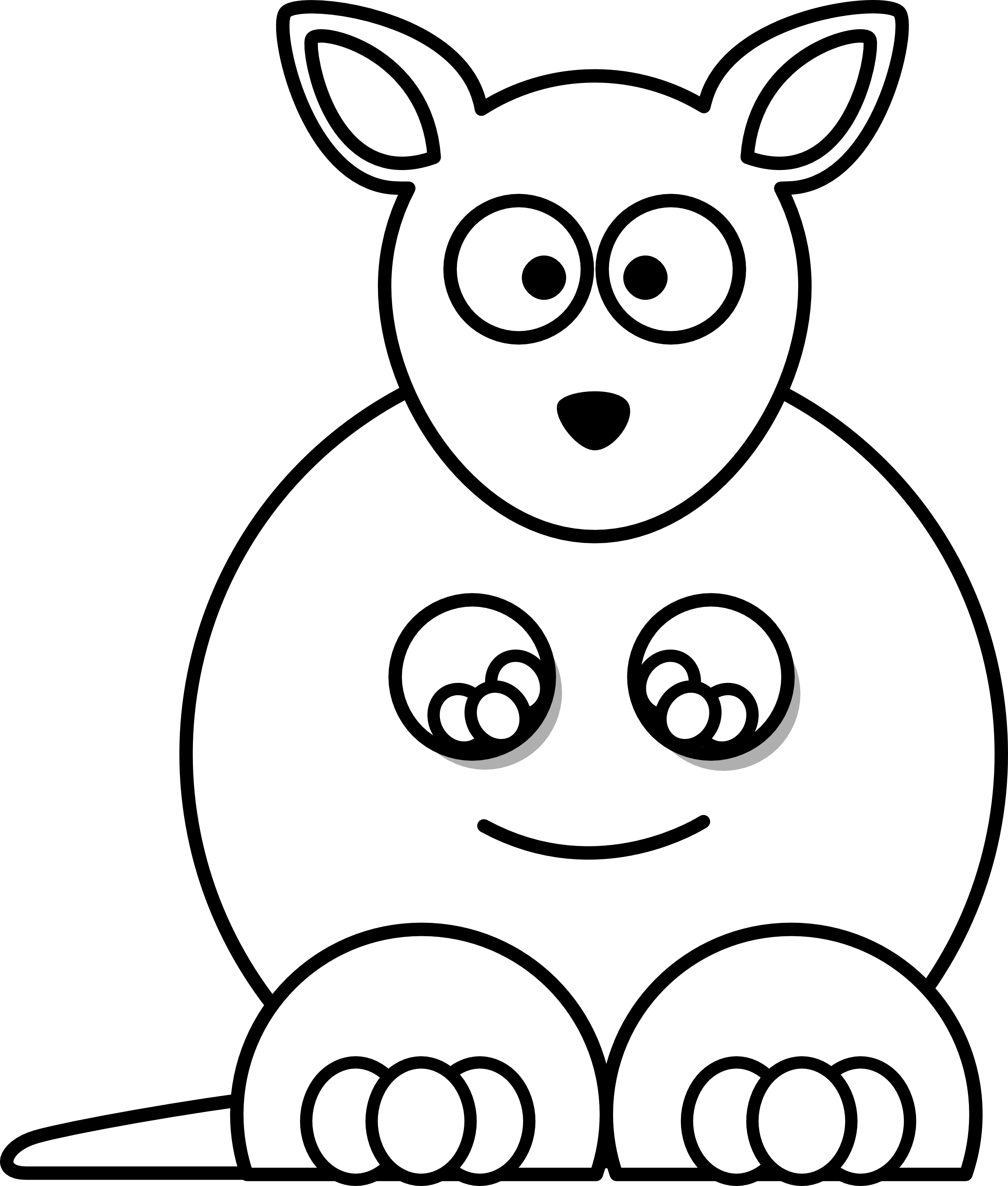 Images For Kangaroo Clipart - Cartoon Kangoro Drawing (2555x3006)