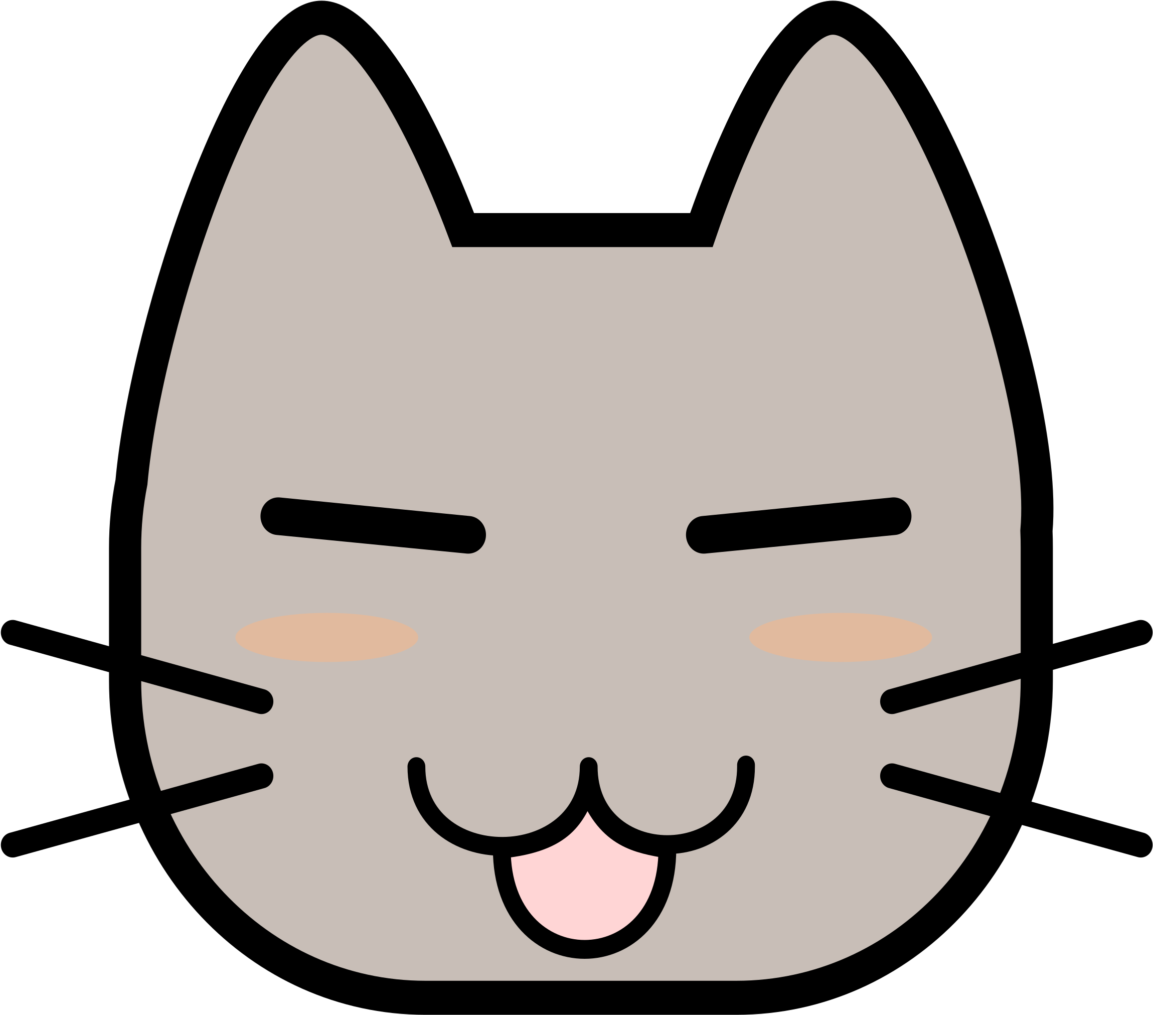 Cat Face - Cat Smile Clipart (2400x2400)