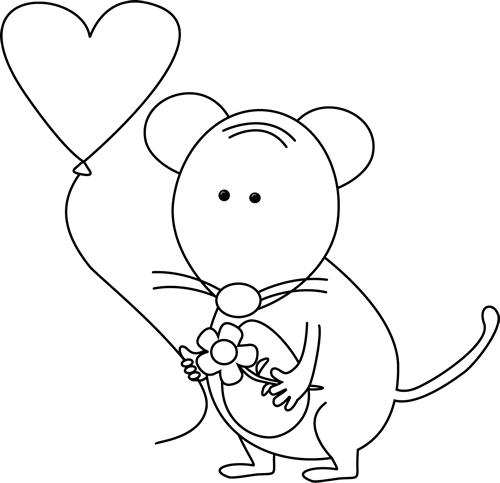 Cute Black And White Valentine's Day Mouse - Mycutegraphics Mouse (500x483)