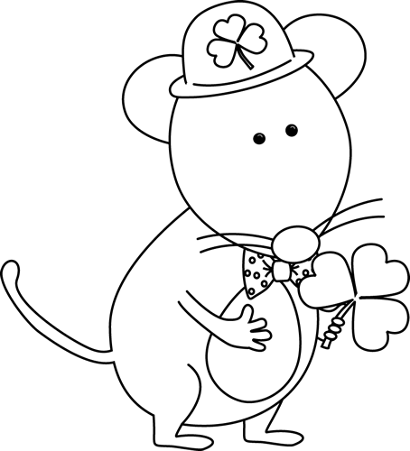 Free Christmas Mouse Clipart Black And White - Black And White St Patricks Clipart (454x500)