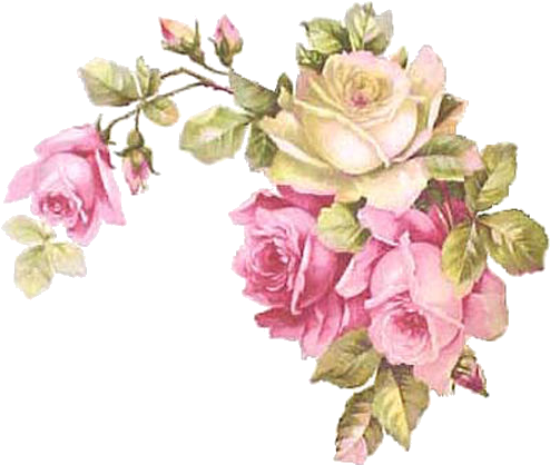 Gorgeous Bavarian Roses & Corners Shabby Waterslide - Vintage Floral Corner Png (510x447)