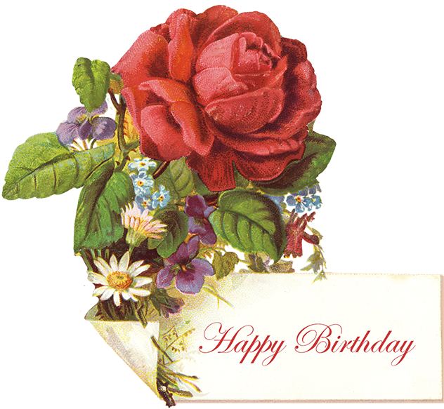 Vintage Birthday Greeting With Red Rose - Rose Note Wishing You Happy Birthday Laptop Sleeve (650x590)
