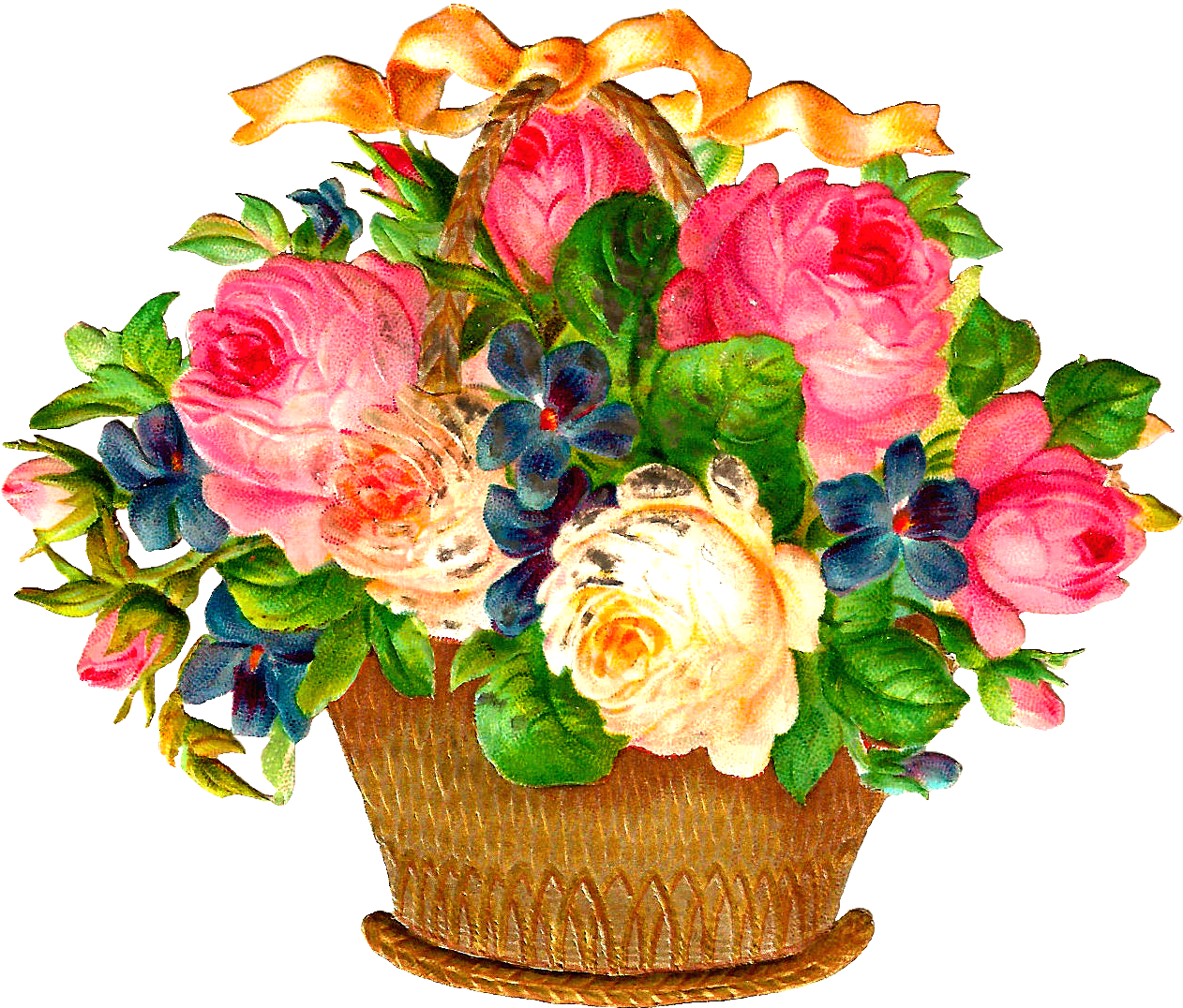 Despite The Distressed Appearance, This Flower Basket - Flower Basket Clip Art (1591x1386)