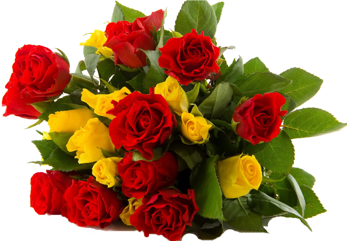 2dozen Assorted Roses Bouquet - Red And Yellow Roses - (1200x1200) Png Clip...