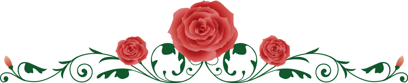 Kwiaty Clipart - Rose Vine Border (1600x328)