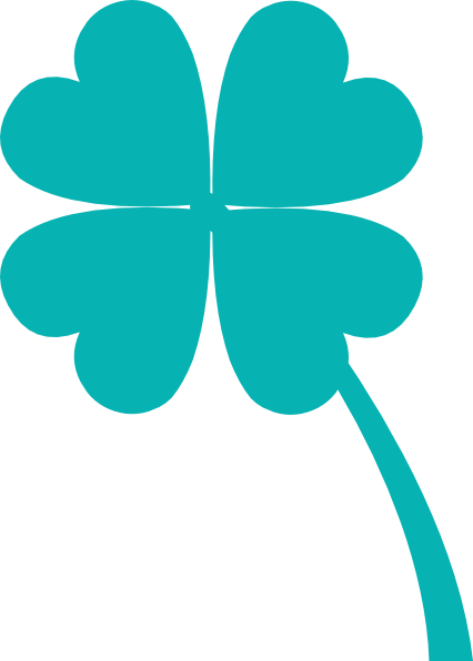 Aqua Color Flower Svg Clip Arts 426 X 596 Px - Four Leaf Clover Cross Stitch Pattern Free (426x596)
