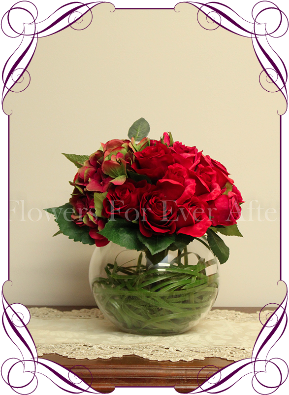 Silk Artificial Romantic / Elegant Red And Raspberry - Flower Bouquet (608x822)