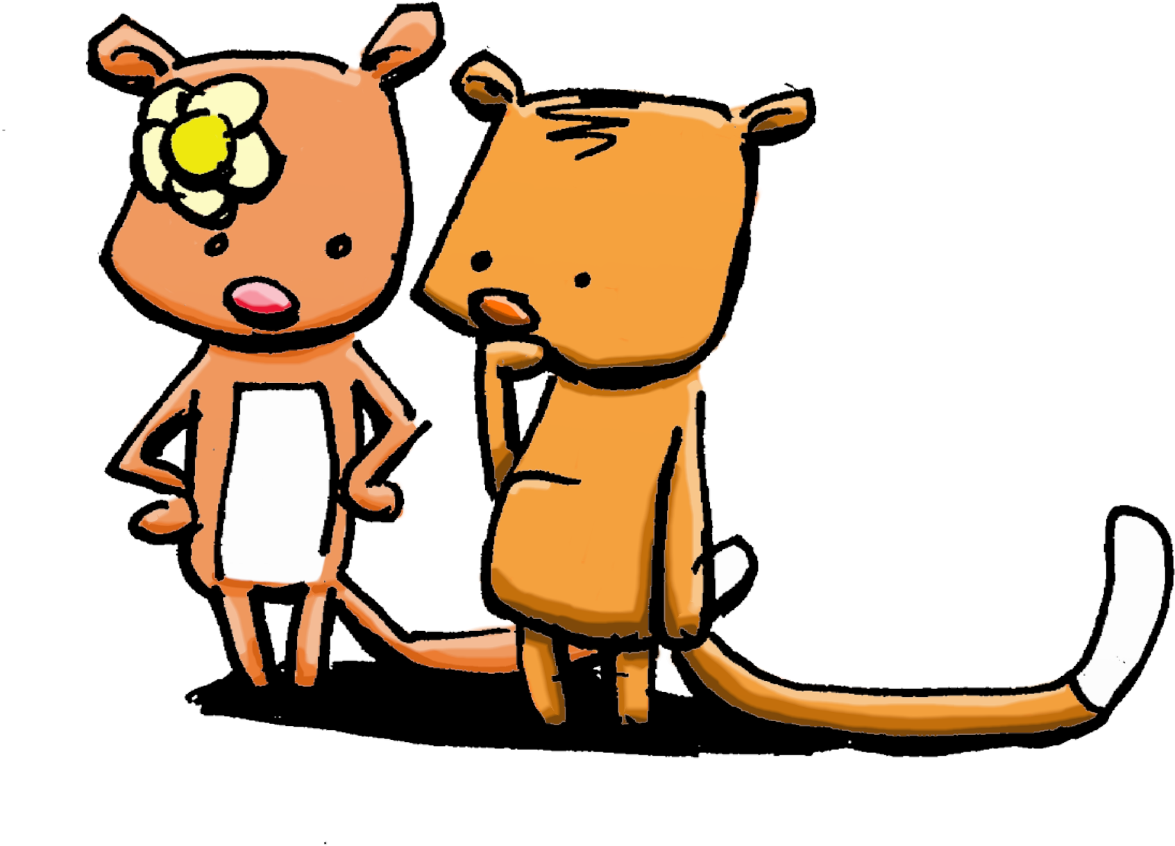 Illustration Of Two Cute Ringtail Possums - Cartoon (1859x1407)