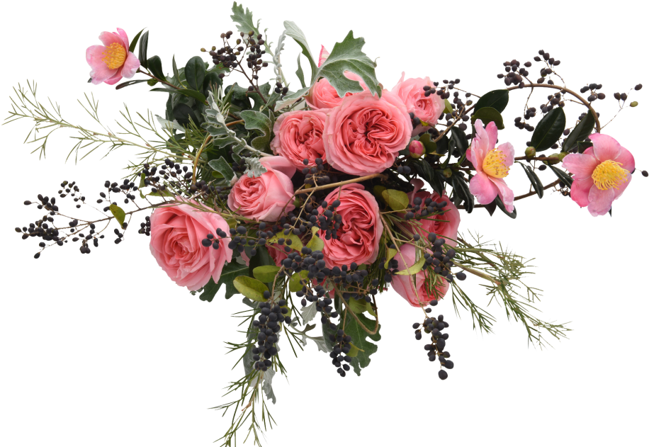 Unique Bouquet With Garden Roses, Dusty Miller, Camellia, - Garden Roses (1024x692)