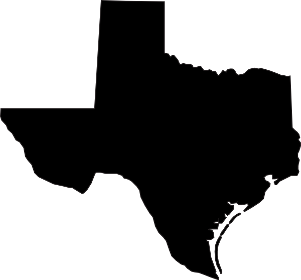 Texas State Clip Art - Black Texas Vector (600x558)