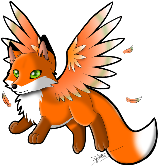 Chibi Winged Fox By Faelys2412 On Deviantart - Chibi Fox With Wings (612x600)