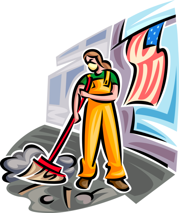 Vector Illustration Of Ground Zero Volunteer Cleanup - Illustration (589x700)