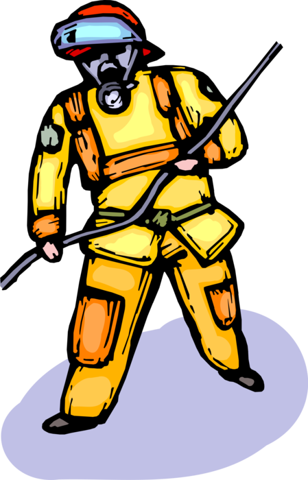Vector Illustration Of Firefighter Fireman At Ground - Vector Illustration Of Firefighter Fireman At Ground (449x700)