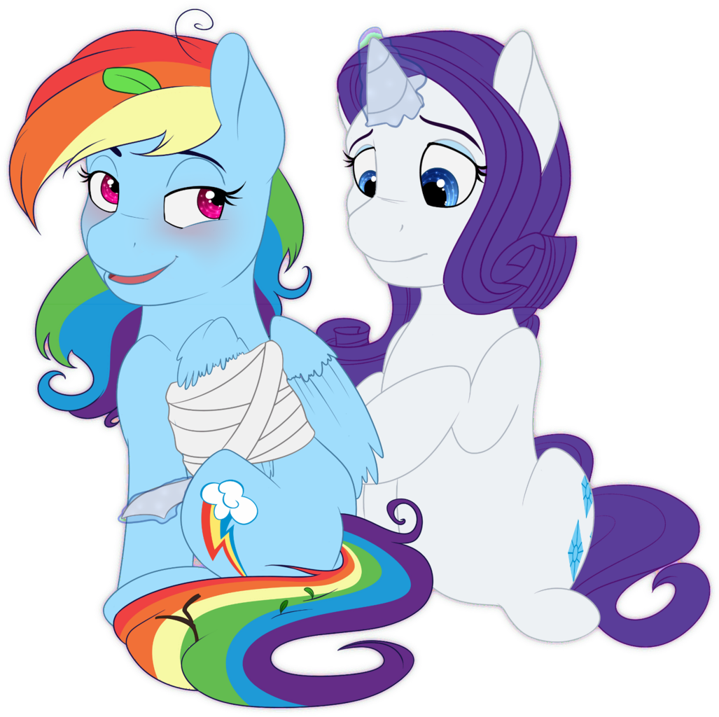 Llacky, Bandage, Injured, Lesbian, Magic, Rainbow Dash, - Cartoon (1027x1024)