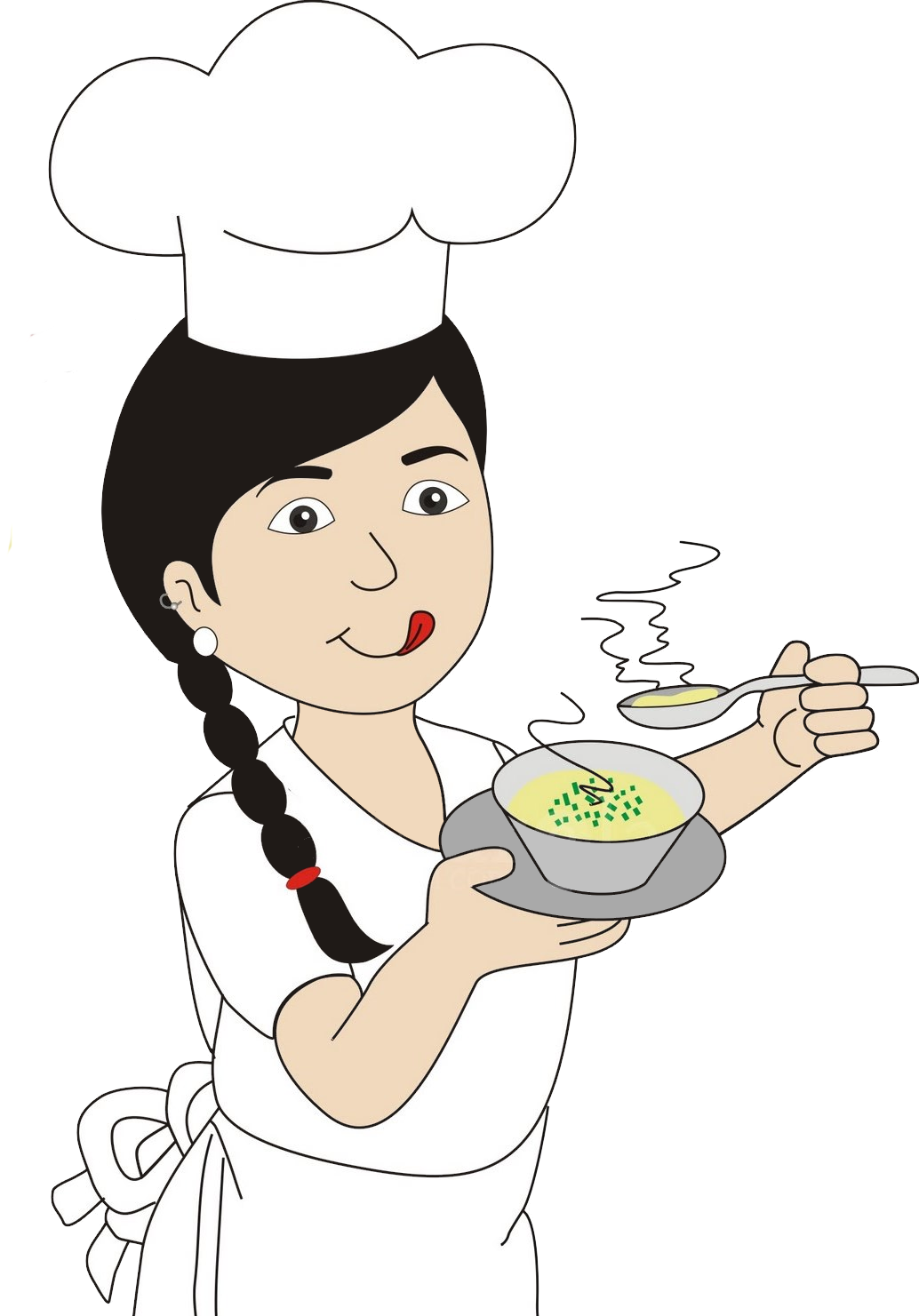 Desenho De Uma Cozinha Mulher De Desenho Animado No - Kit Baby Look + Camiseta Chef De Cozinha Tal Mãe Tal (1034x1481)