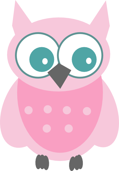 Pink And Blue Owl Clip Art - Cartoon Owl (414x594)
