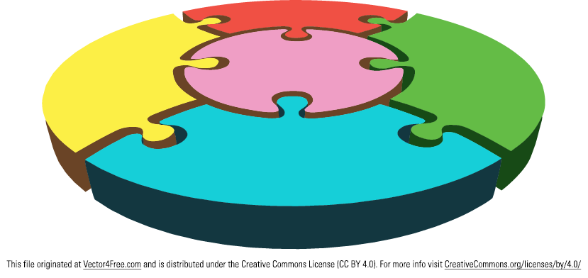 Free Circular Puzzle Vector - 4 Pieces Of Puzzle Vector (829x392)