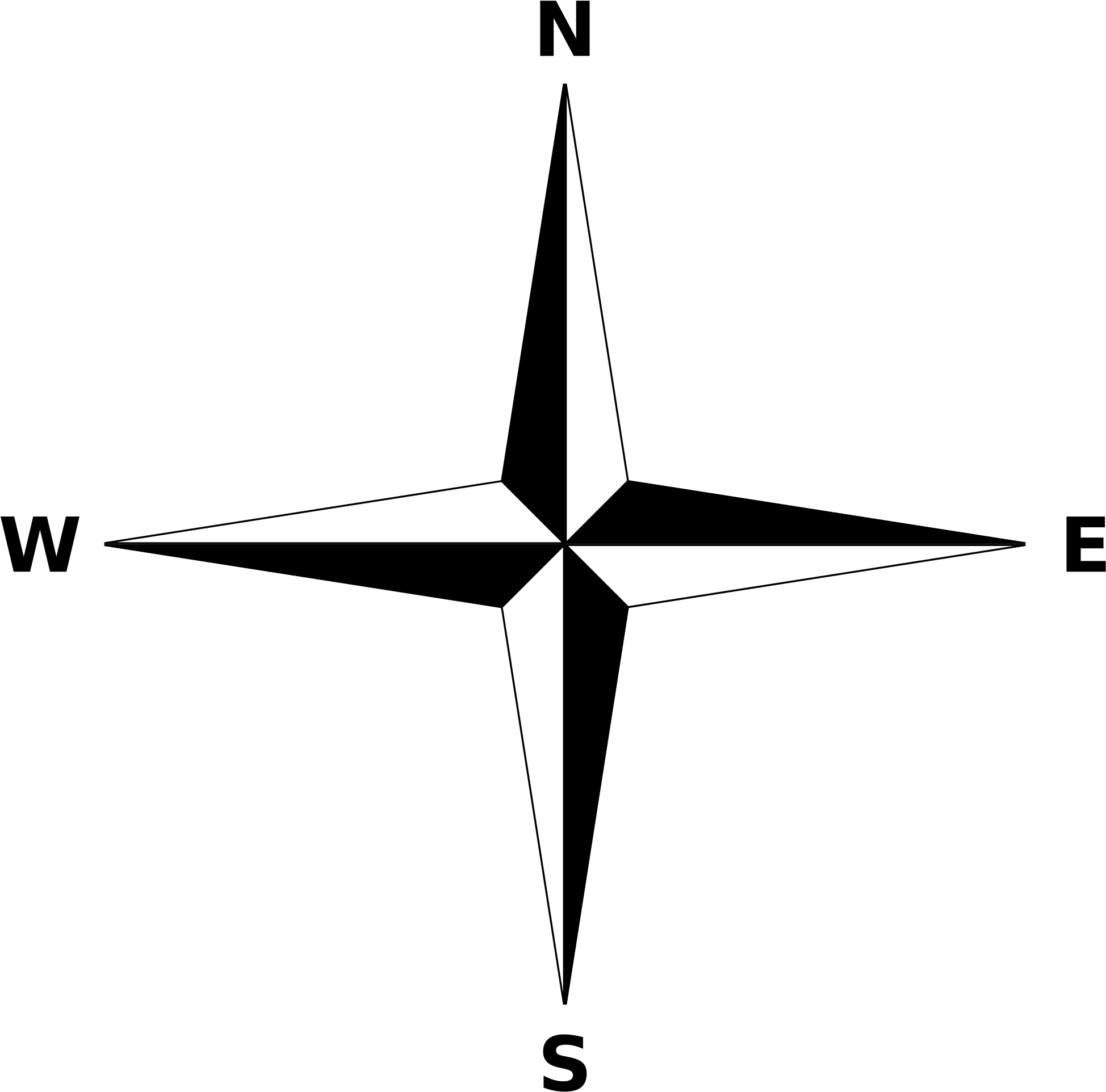 Simple Compass Rose - Simple Compass Rose Black And White (2000x2000)